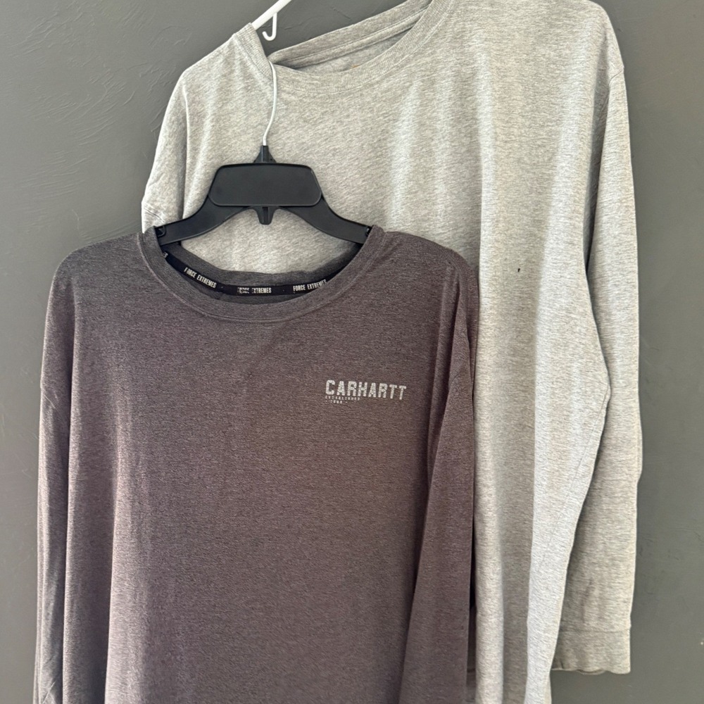 Carhartt Mens 2XL Long Sleeve Shirt Lot Force Extremes Gray Charcoal 2 Pack